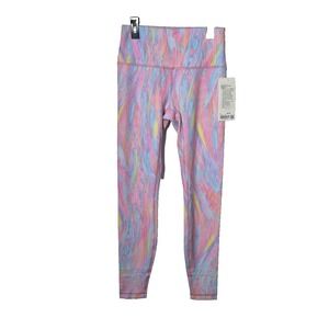 lululemon Leggings Womens 14 Pink/Blue Psychedelic Wunder Train HR Tight 28 NEW